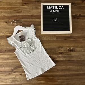 NWT Matilda Jane Vintage House Of Clouds White Green Polka Dot Flutter Tank Top